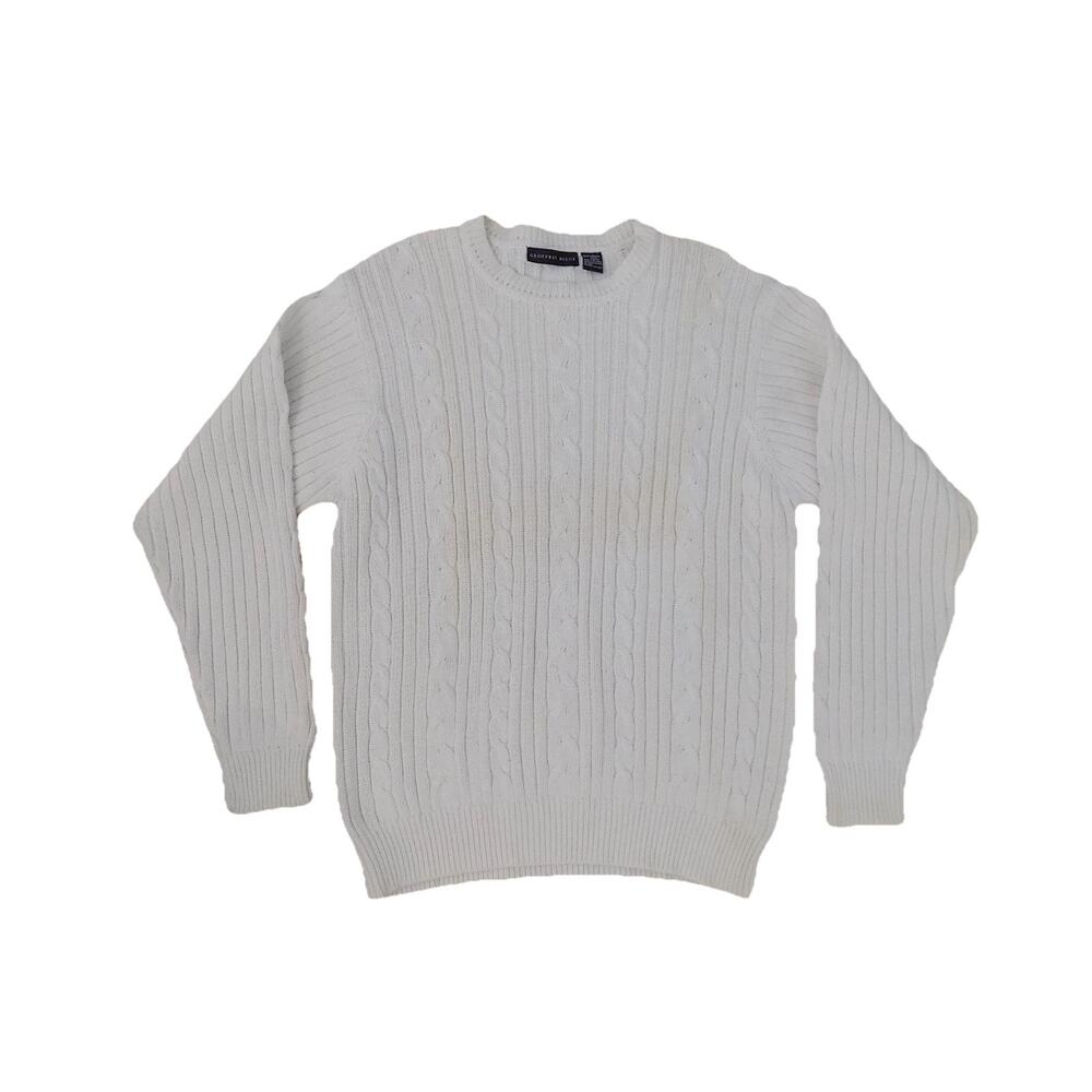 Geoffrey Beene pullover sweater cable knit crew neck cream womens size XL NWT